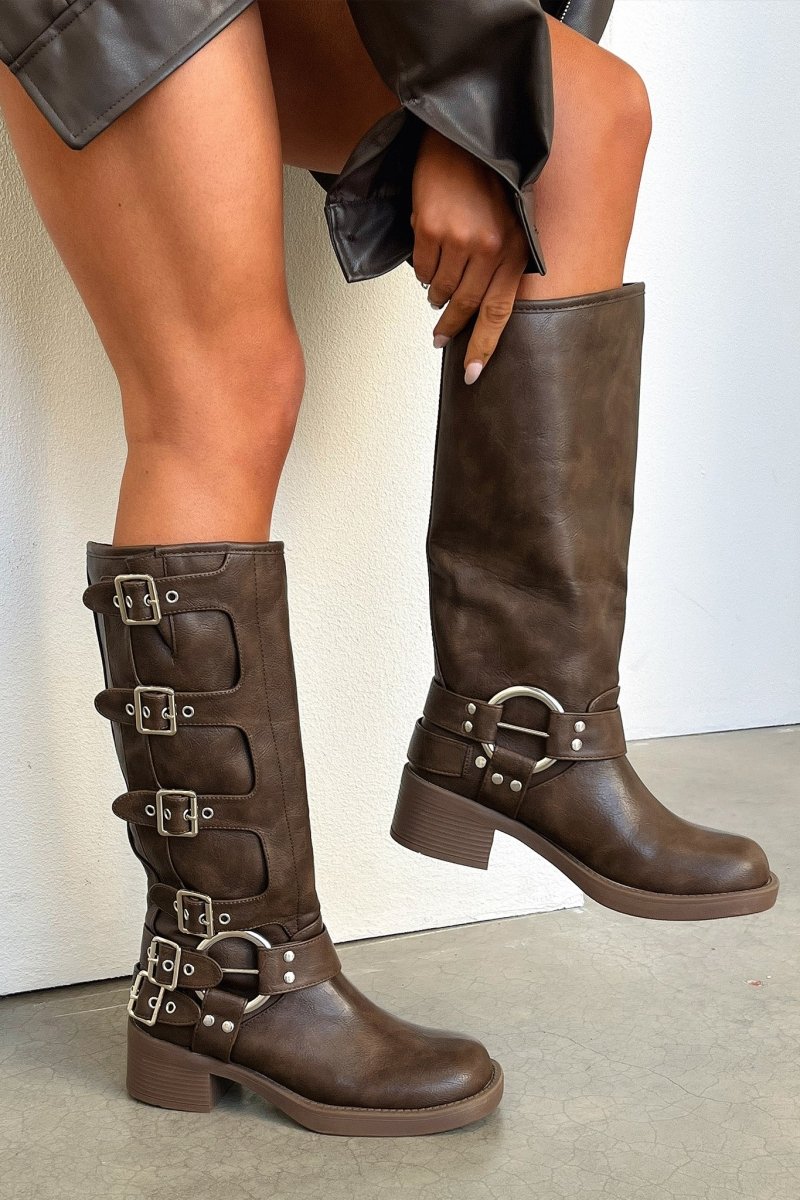 Brown Leather Boots Women Timeless Style Refined Everyday - Nalani - Fashion Clothing and Decor