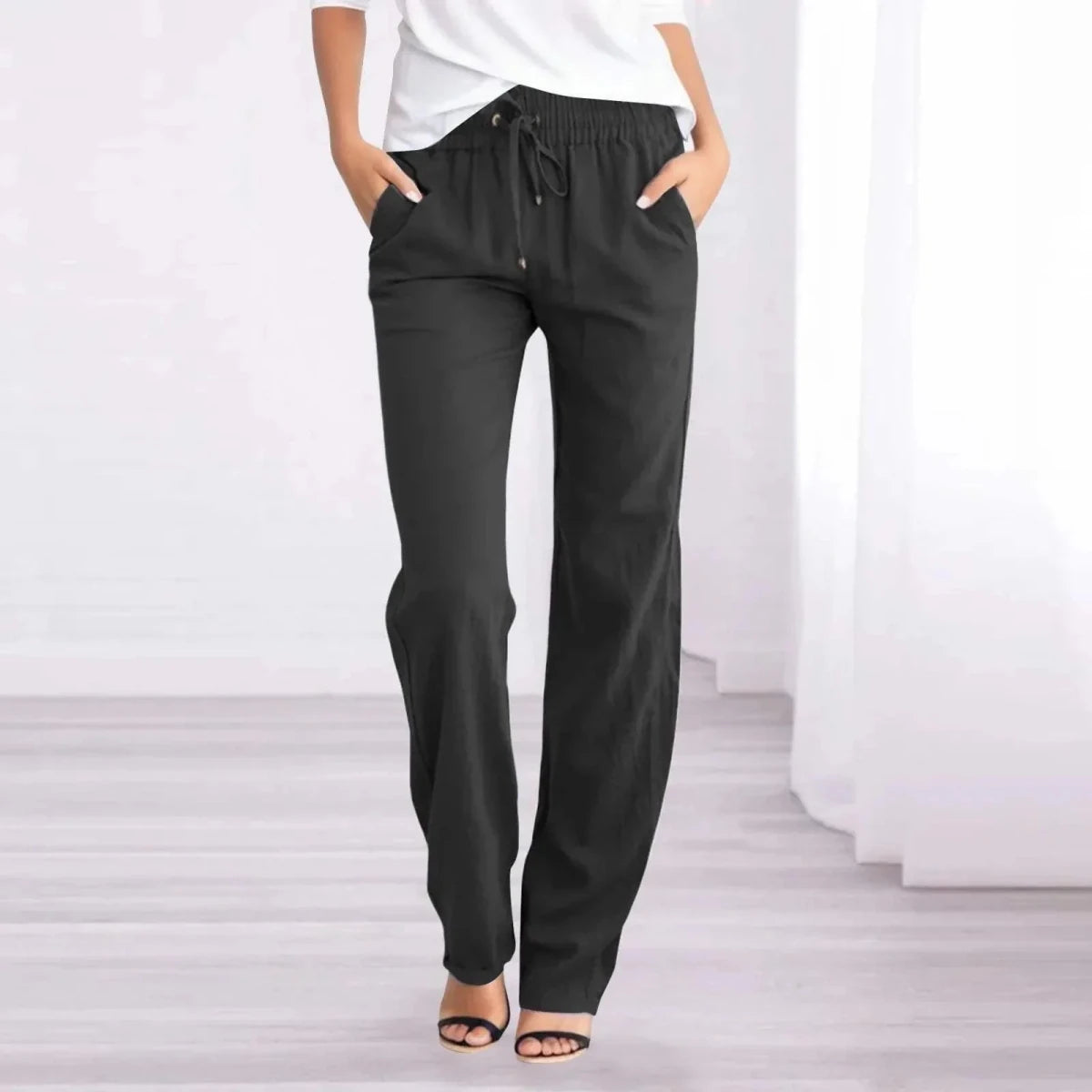 Caleni | Women's Casual Trousers - Relaxed Fit - Elastic Waist - Breathable Lightweight Fabric - Nalani - UK Fashion Clothing and Decor