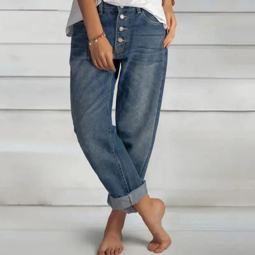 Caleni | Women's high - waisted casual loose denim jeans - Nalani - UK Fashion Clothing and Decor