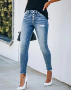 Caleni | Women's modern slim fit ripped denim jeans - Nalani - UK Fashion Clothing and Decor