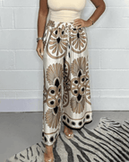 Caleni | Women's Wide - Leg Palazzo Trousers - High Waist - Elastic Drawstring - Flowing Fit - Nalani - UK Fashion Clothing and Decor