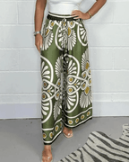 Caleni | Women's Wide - Leg Palazzo Trousers - High Waist - Elastic Drawstring - Flowing Fit - Nalani - UK Fashion Clothing and Decor