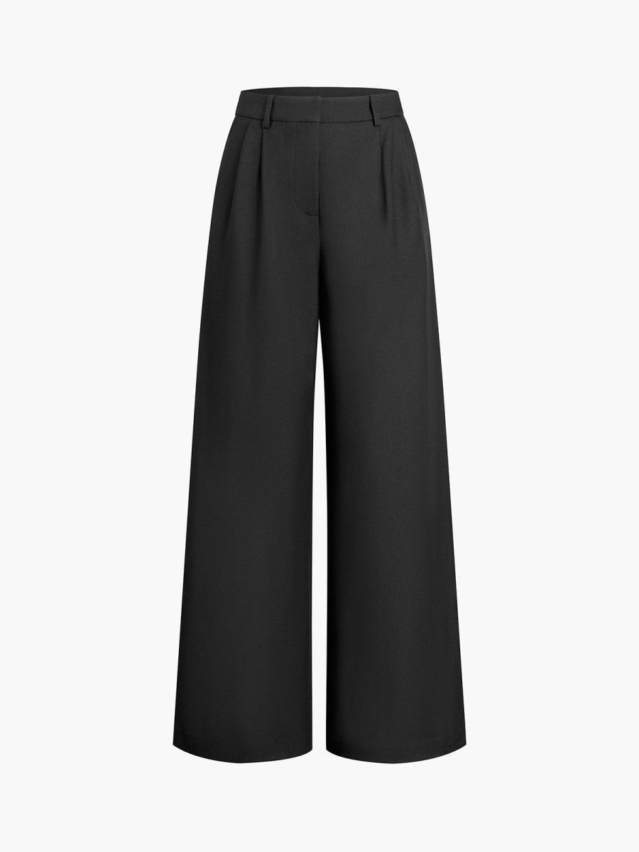 Caleni | Women’s Wide - Leg Trousers - High Waisted - Pleated Front - Tailored Fit Elegant Style - Nalani - UK Fashion Clothing and Decor