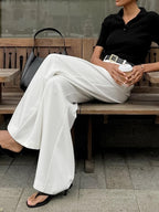 Caleni | Women’s Wide - Leg Trousers - High Waisted - Pleated Front - Tailored Fit Elegant Style - Nalani - UK Fashion Clothing and Decor
