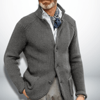 Calico | Men's Stand Collar Cardigan Sweater - Full-Zip Ribbed Knit Casual Jacket & Smart Business Layering Pullover for Fall & Winter - Nalani - Fashion Clothing and Decor