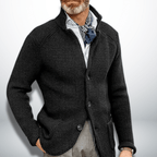 Calico | Men's Stand Collar Cardigan Sweater - Full-Zip Ribbed Knit Casual Jacket & Smart Business Layering Pullover for Fall & Winter - Nalani - Fashion Clothing and Decor