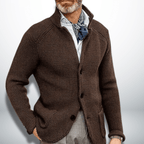 Calico | Men's Stand Collar Cardigan Sweater - Full-Zip Ribbed Knit Casual Jacket & Smart Business Layering Pullover for Fall & Winter - Nalani - Fashion Clothing and Decor