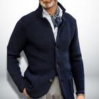 Calico | Men's Stand Collar Cardigan Sweater - Full-Zip Ribbed Knit Casual Jacket & Smart Business Layering Pullover for Fall & Winter - Nalani - Fashion Clothing and Decor
