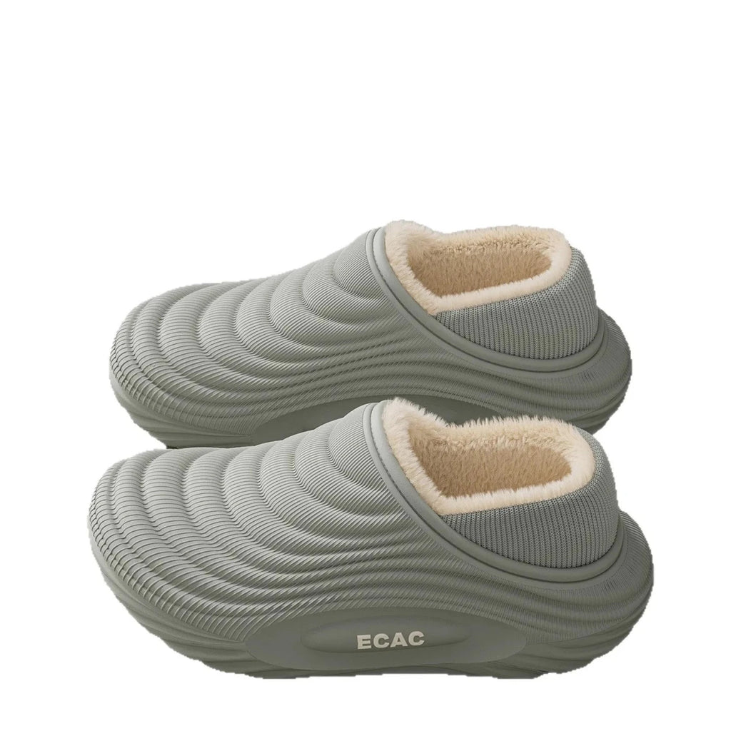 Calico | Waterproof Cotton Slippers for Couples - Warm Winter House Shoes with Thick Fleece Lining & Non-Slip Waterproof Sole for Men & Women - Nalani - Fashion Clothing and Decor