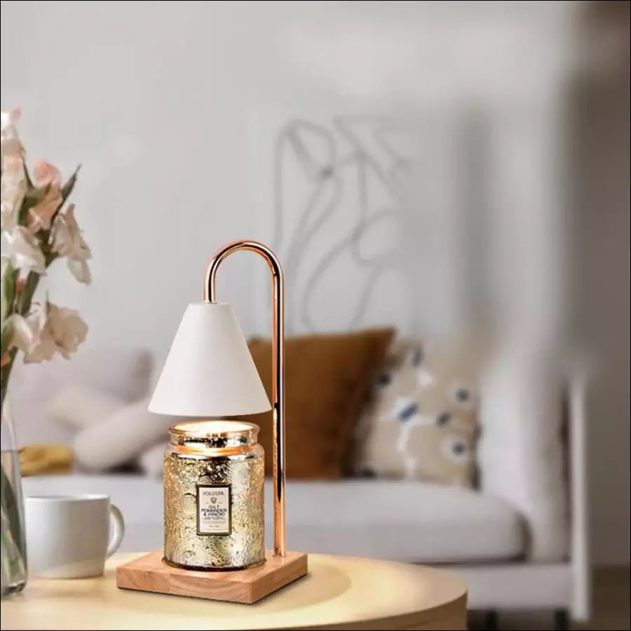 Candle Warmer Lamp with Dimmer & Timer – Wood & Metal Candle Warmer for Jar Candles, Flameless, GU10, White, Black or Brown - Nalani - Fashion Clothing and Decor
