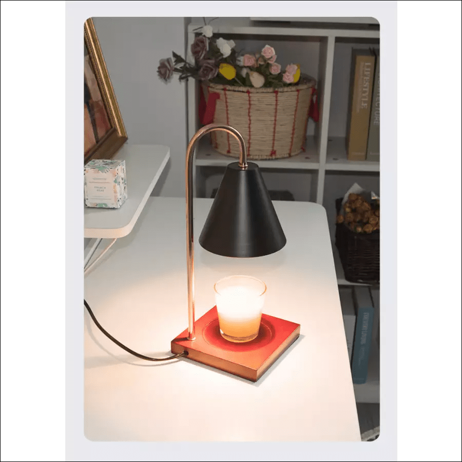 Candle Warmer Lamp with Dimmer & Timer – Wood & Metal Candle Warmer for Jar Candles, Flameless, GU10, White, Black or Brown - Nalani - Fashion Clothing and Decor