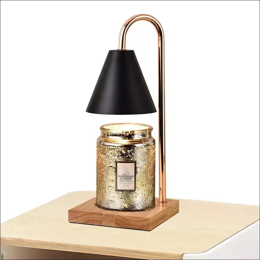 Candle Warmer Lamp with Dimmer & Timer – Wood & Metal Candle Warmer for Jar Candles, Flameless, GU10, White, Black or Brown - Nalani - Fashion Clothing and Decor