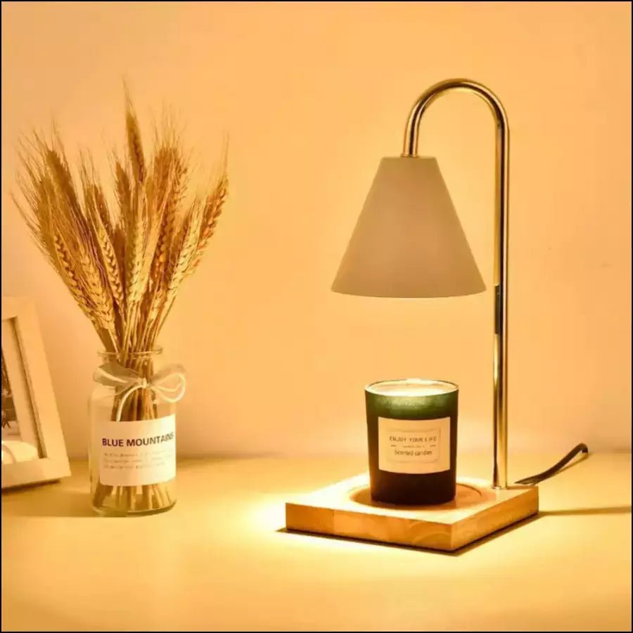 Candle Warmer Lamp with Dimmer & Timer – Wood & Metal Candle Warmer for Jar Candles, Flameless, GU10, White, Black or Brown - Nalani - Fashion Clothing and Decor