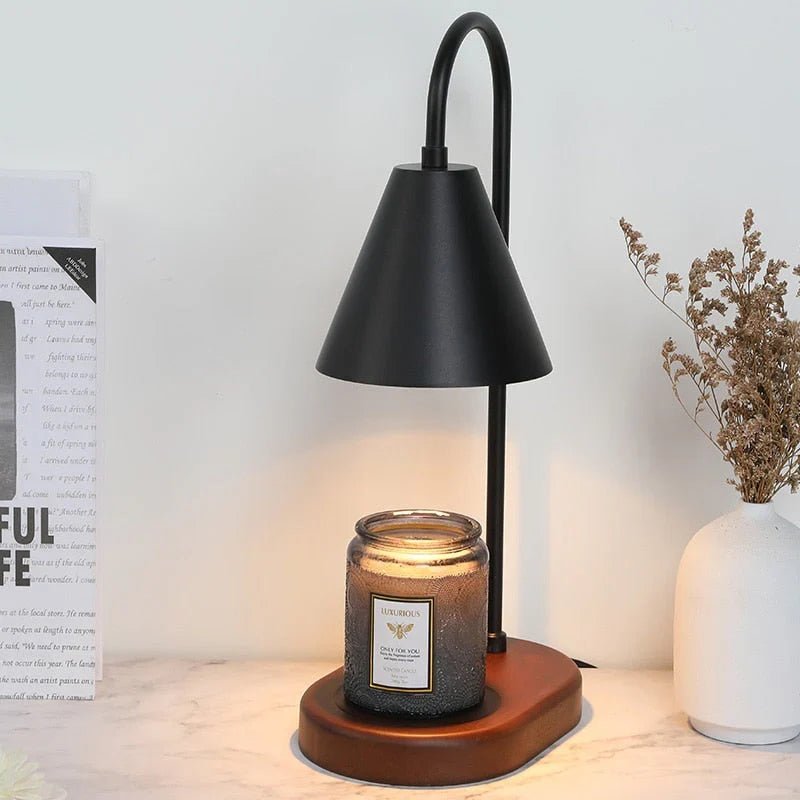 Candle Warmer Lamp with Dimmer – Wood Base & Metal Shade Candle Warmer for Jar Candles, Flameless, 2 Bulbs Included, 3 Colors - Nalani - Fashion Clothing and Decor