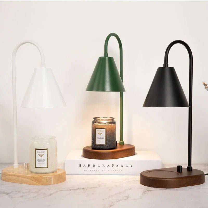 Candle Warmer Lamp with Dimmer – Wood Base & Metal Shade Candle Warmer for Jar Candles, Flameless, 2 Bulbs Included, 3 Colors - Nalani - Fashion Clothing and Decor