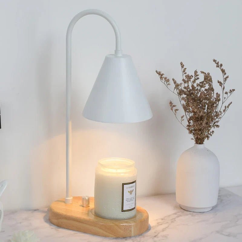 Candle Warmer Lamp with Dimmer – Wood Base & Metal Shade Candle Warmer for Jar Candles, Flameless, 2 Bulbs Included, 3 Colors - Nalani - Fashion Clothing and Decor
