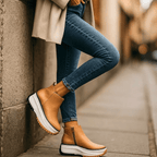 Cassien Leather Platforms Sneakers White With Cushioned Insole And Side Zipper - Nalani - Fashion Clothing and Decor
