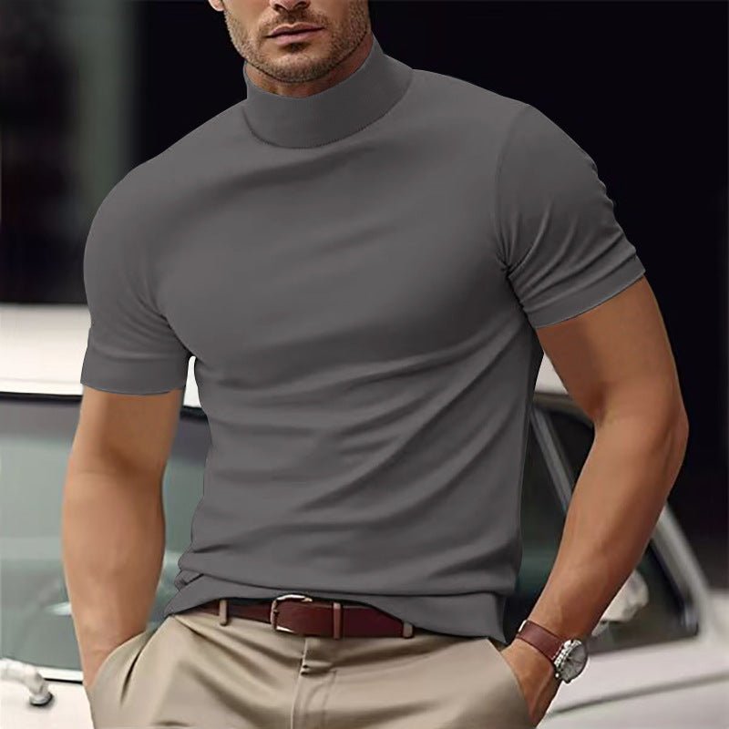 Casual Basic Turtleneck Tee For Men With Short Sleeves - Nalani - UK Fashion Clothing and Decor