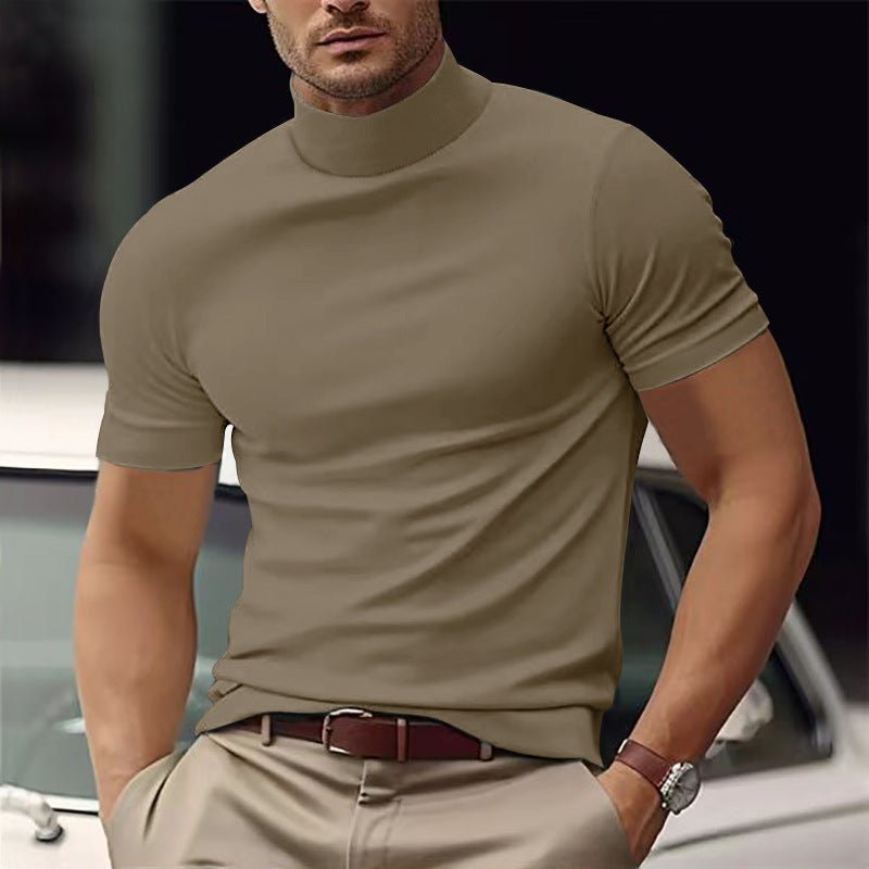 Casual Basic Turtleneck Tee For Men With Short Sleeves - Nalani - UK Fashion Clothing and Decor