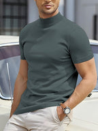 Casual Basic Turtleneck Tee For Men With Short Sleeves - Nalani - UK Fashion Clothing and Decor