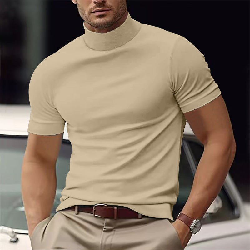 Casual Basic Turtleneck Tee For Men With Short Sleeves - Nalani - UK Fashion Clothing and Decor