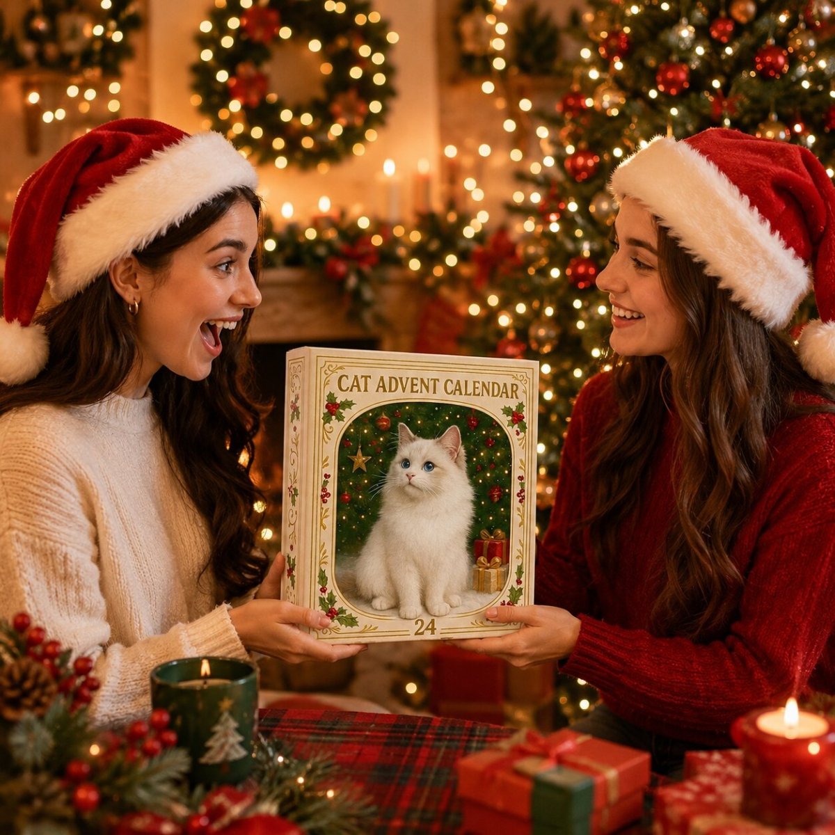 Cat Advent Calendar 2026 for Cat Lovers – Christmas Countdown with 24 Holiday Cat Figurines, Gift for Cat Lovers - Nalani - Fashion Clothing and Decor