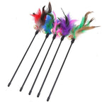 Cat Feather Toy Wand – 16 in Cat Wand with 5 Replacement Feather Toys & Bells, Interactive Cat Toys for Indoor Cats - Nalani - Fashion Clothing and Decor