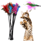 Cat Feather Toy Wand – 16 in Cat Wand with 5 Replacement Feather Toys & Bells, Interactive Cat Toys for Indoor Cats - Nalani - Fashion Clothing and Decor