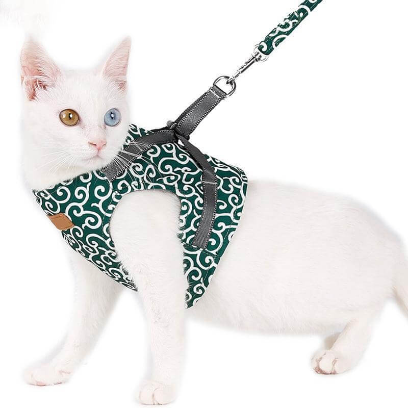 Cat Harness and Leash Set – Escape Proof Adjustable Mesh Vest Harness with Quick Release & 4 ft Leash, XS-S, Blue, Green or Red - Nalani - Fashion Clothing and Decor