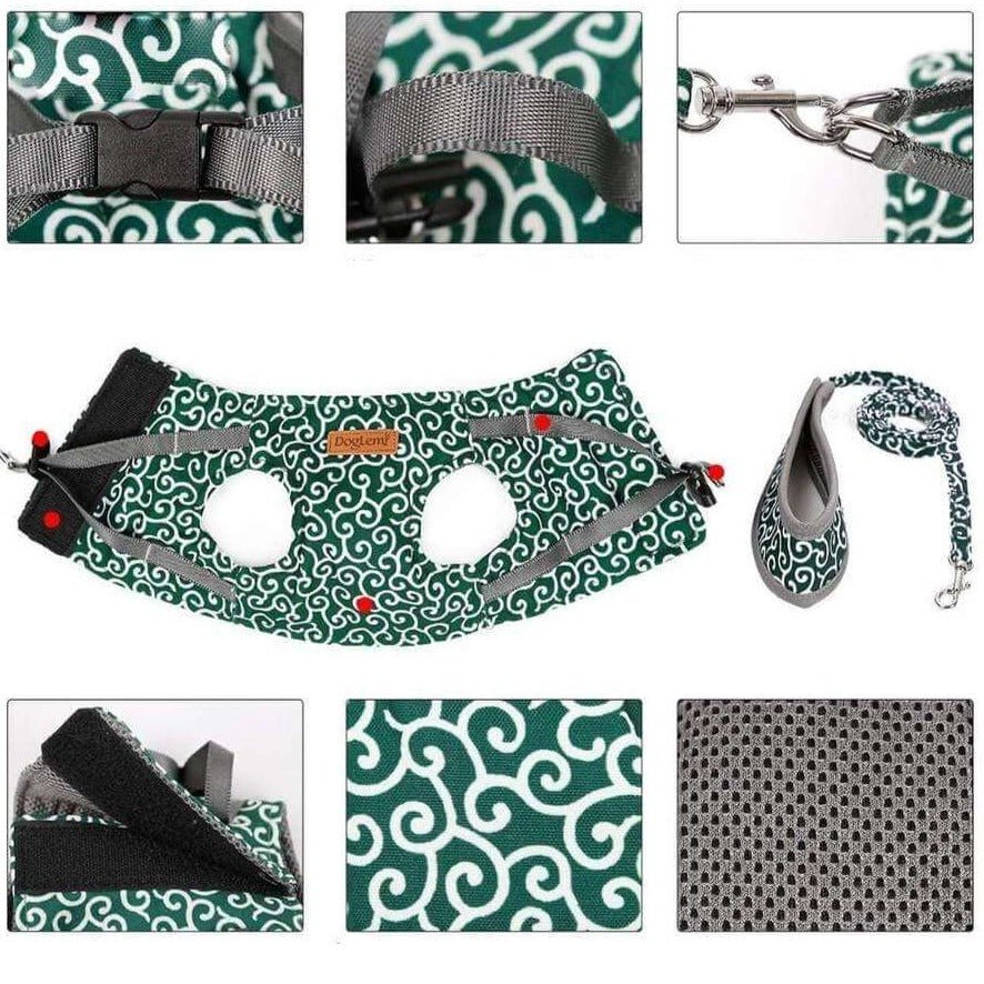Cat Harness and Leash Set – Escape Proof Adjustable Mesh Vest Harness with Quick Release & 4 ft Leash, XS-S, Blue, Green or Red - Nalani - Fashion Clothing and Decor