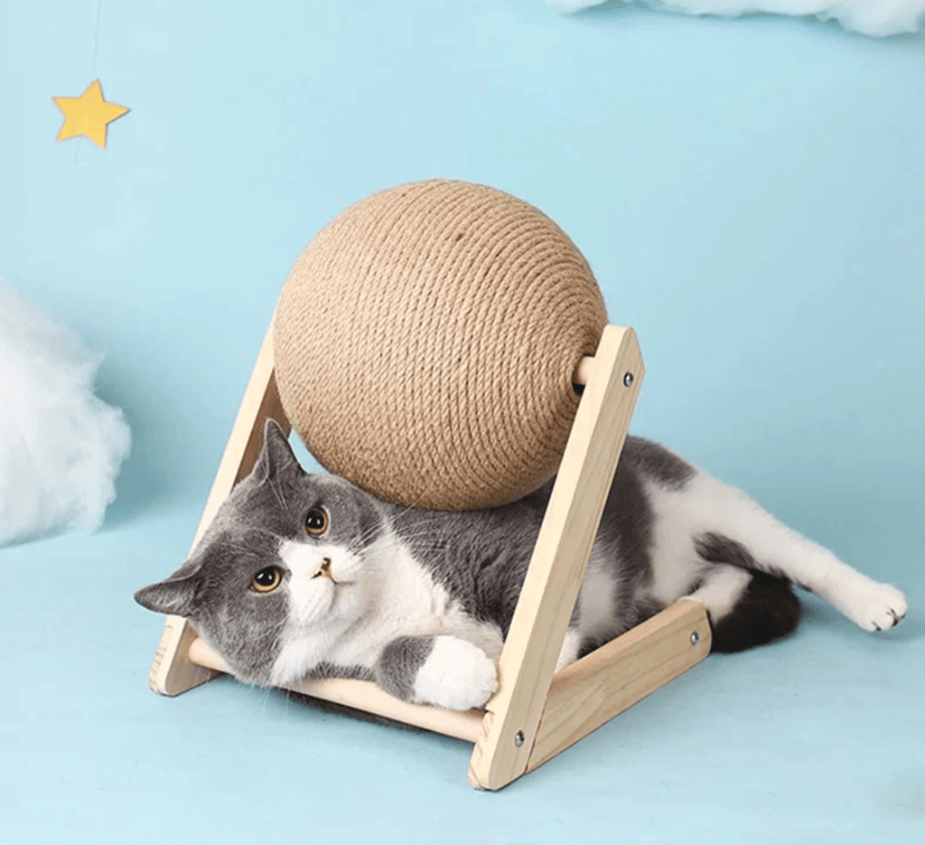 Cat Scratcher Toy with Ball Track – Interactive Cat Scratch Pad with Spinning Ball, 4.7 in or 6.3 in - Nalani - Fashion Clothing and Decor