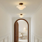 Ceiling Lamp in Wood and Glass – Scandinavian Flush Mount Ceiling Light, E26/E27 with LED Bulb, for Hallway, Kitchen & Dining Room, 3 Sizes - Nalani - Fashion Clothing and Decor