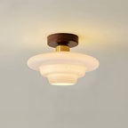 Ceiling Lamp in Wood and Glass – Scandinavian Flush Mount Ceiling Light, E26/E27 with LED Bulb, for Hallway, Kitchen & Dining Room, 3 Sizes - Nalani - Fashion Clothing and Decor