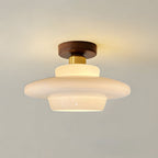 Ceiling Lamp in Wood and Glass – Scandinavian Flush Mount Ceiling Light, E26/E27 with LED Bulb, for Hallway, Kitchen & Dining Room, 3 Sizes - Nalani - Fashion Clothing and Decor