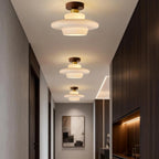 Ceiling Lamp in Wood and Glass – Scandinavian Flush Mount Ceiling Light, E26/E27 with LED Bulb, for Hallway, Kitchen & Dining Room, 3 Sizes - Nalani - Fashion Clothing and Decor