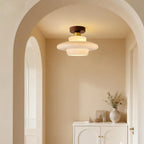 Ceiling Lamp in Wood and Glass – Scandinavian Flush Mount Ceiling Light, E26/E27 with LED Bulb, for Hallway, Kitchen & Dining Room, 3 Sizes - Nalani - Fashion Clothing and Decor