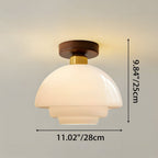 Ceiling Lamp in Wood and Glass – Scandinavian Flush Mount Ceiling Light, E26/E27 with LED Bulb, for Hallway, Kitchen & Dining Room, 3 Sizes - Nalani - Fashion Clothing and Decor