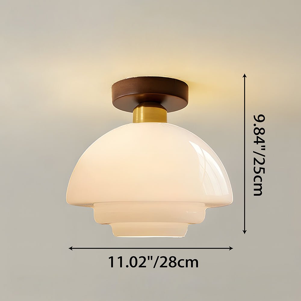 Ceiling Lamp in Wood and Glass – Scandinavian Flush Mount Ceiling Light, E26/E27 with LED Bulb, for Hallway, Kitchen & Dining Room, 3 Sizes - Nalani - Fashion Clothing and Decor