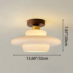 Ceiling Lamp in Wood and Glass – Scandinavian Flush Mount Ceiling Light, E26/E27 with LED Bulb, for Hallway, Kitchen & Dining Room, 3 Sizes - Nalani - Fashion Clothing and Decor