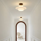Ceiling Lamp in Wood and Glass – Scandinavian Flush Mount Ceiling Light, E26/E27 with LED Bulb, for Hallway, Kitchen & Dining Room, 3 Sizes - Nalani - Fashion Clothing and Decor