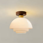 Ceiling Lamp in Wood and Glass – Scandinavian Flush Mount Ceiling Light, E26/E27 with LED Bulb, for Hallway, Kitchen & Dining Room, 3 Sizes - Nalani - Fashion Clothing and Decor