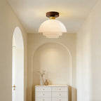 Ceiling Lamp in Wood and Glass – Scandinavian Flush Mount Ceiling Light, E26/E27 with LED Bulb, for Hallway, Kitchen & Dining Room, 3 Sizes - Nalani - Fashion Clothing and Decor