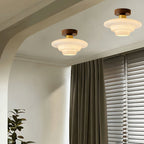 Ceiling Lamp in Wood and Glass – Scandinavian Flush Mount Ceiling Light, E26/E27 with LED Bulb, for Hallway, Kitchen & Dining Room, 3 Sizes - Nalani - Fashion Clothing and Decor