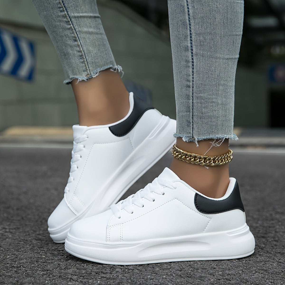 Celeni | Women Clean White Faux Leather Sneakers Casual Comfort - Nalani - UK Fashion Clothing and Decor