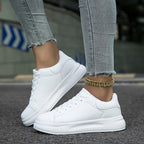 Celeni | Women Clean White Faux Leather Sneakers Casual Comfort - Nalani - UK Fashion Clothing and Decor
