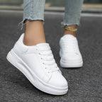 Celeni | Women Clean White Faux Leather Sneakers Casual Comfort - Nalani - UK Fashion Clothing and Decor