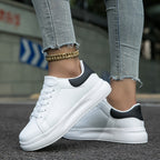 Celeni | Women Clean White Faux Leather Sneakers Casual Comfort - Nalani - UK Fashion Clothing and Decor