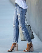 Celeni | Women's casual ripped denim pants Jeans - Nalani - UK Fashion Clothing and Decor