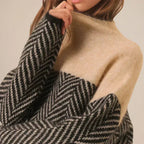 Chāme | Women's Colorblock Knit Sweater - Panel Pullover - Nalani - Fashion Clothing and Decor