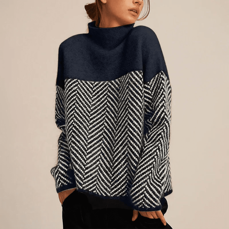 Chāme | Women's Colorblock Knit Sweater - Panel Pullover - Nalani - Fashion Clothing and Decor